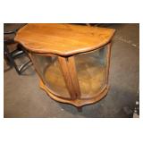 Wooden Curved Glass Display Cabinet with Shelves