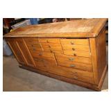 Solid Wood 13-Drawer Cabinet with Double Doors