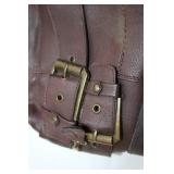 Pair of Brown Leather Knee-High Boots with Buckle Detail