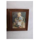 Set of 2 Vintage Framed Prints of Children Reading and Relaxing