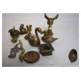 Collection of Vintage Brass Figurines and Decorative Items