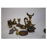Collection of Vintage Brass Figurines and Decorative Items