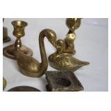 Collection of Vintage Brass Figurines and Decorative Items