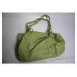 Used Green Leather Handbag with Dual Handles