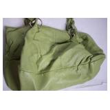 Used Green Leather Handbag with Dual Handles