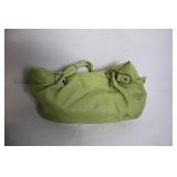 Used Green Leather Handbag with Dual Handles