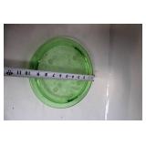Vintage Green Depression Glass Cake Stand with Floral Design