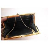 Vintage Black Satin Evening Bag and Coin Purse Set