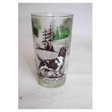 Set of 8 Vintage English Setter Hunting Dog Themed Drinking Glasses