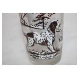 Set of 8 Vintage English Setter Hunting Dog Themed Drinking Glasses