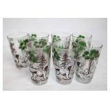 Set of 8 Vintage English Setter Hunting Dog Themed Drinking Glasses