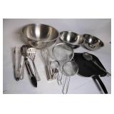 Stainless Steel Kitchenware Set with Utensils and Frying Pan