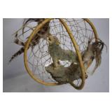 Handcrafted Dreamcatcher with Howling Wolf Sculpture
