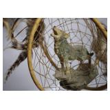 Handcrafted Dreamcatcher with Howling Wolf Sculpture