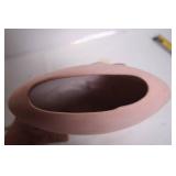 Unique Vintage Pink Ceramic Vase with Embossed Horse and Rider