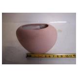 Unique Vintage Pink Ceramic Vase with Embossed Horse and Rider