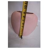 Unique Vintage Pink Ceramic Vase with Embossed Horse and Rider