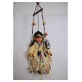 Native American-Style Hanging Doll with Ornate Costume