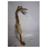 Handcrafted Native American Style Walking Stick with Feather and Fur Accents
