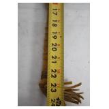 Handcrafted Native American Style Walking Stick with Feather and Fur Accents