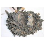 Eagle Sculpture with Chicks on Wooden Base