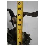 Eagle Sculpture with Chicks on Wooden Base