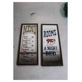 Pair of Vintage Style Menu and Room Rate Signs