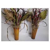 Pair of Decorative Vases with Artificial Floral Arrangements