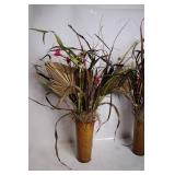 Pair of Decorative Vases with Artificial Floral Arrangements