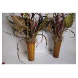 Pair of Decorative Vases with Artificial Floral Arrangements