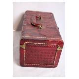 Vintage Red Leather Embossed Floral Design Trunk