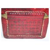 Vintage Red Leather Embossed Floral Design Trunk