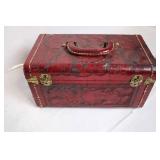Vintage Red Leather Embossed Floral Design Trunk