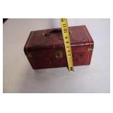 Vintage Red Leather Embossed Floral Design Trunk