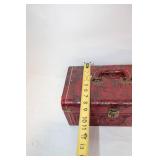 Vintage Red Leather Embossed Floral Design Trunk