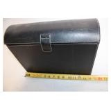 Black Leather Document Organizer with Velcro Closure