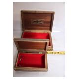 Set of 2 Handcrafted Wooden Inlay Jewelry/Craft Boxes with Intricate Designs