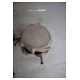 Set of 2 Native American Style Hand Drums with Beaded Decor