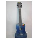Blue Acoustic Guitar with Native American Symbol