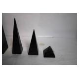 Set of 4 Black Obsidian Pyramid Sculptures