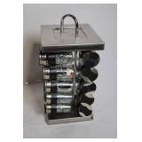 Stainless Steel Rotating Spice Rack with 20 Glass Jars
