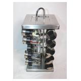 Stainless Steel Rotating Spice Rack with 20 Glass Jars
