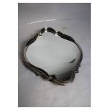 Ornate Silver-Plated Vanity Tray with Mirror