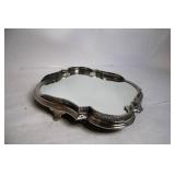 Ornate Silver-Plated Vanity Tray with Mirror