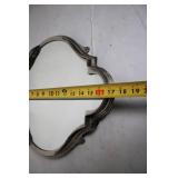 Ornate Silver-Plated Vanity Tray with Mirror