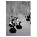 Assorted Glassware Set with Black and Green Stems