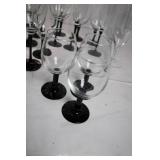Assorted Glassware Set with Black and Green Stems