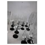 Assorted Glassware Set with Black and Green Stems
