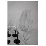 Assorted Glassware Set with Black and Green Stems