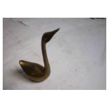 Set of Zebra Figurines, Brass Swan, and Blue Storage Box